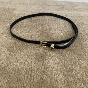 Brand New with tags Michael Kors Thin Black Belt with Gold Hardware
